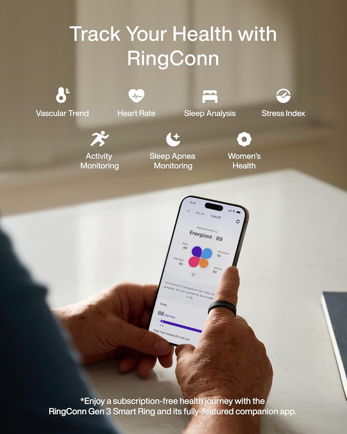 Detalle 2 de RingConn GEN 3 – inteligentny pierścień, rozmiar 11, alerty wibracyjne i do 14 dni pracy