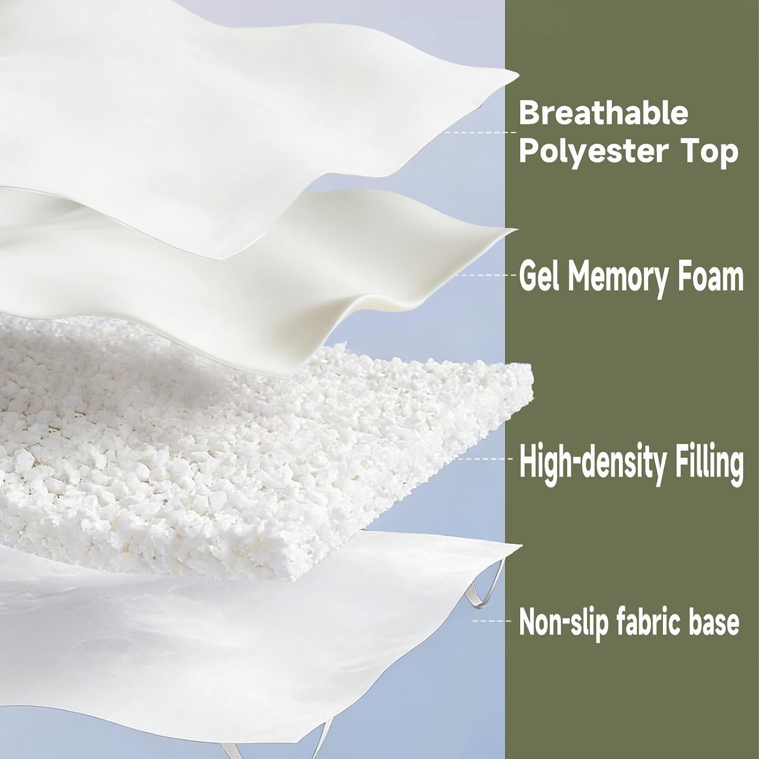 Detalle de SHOUREN 5-Inch Full Mattress Topper, Gel Memory Foam, 4-Way Straps