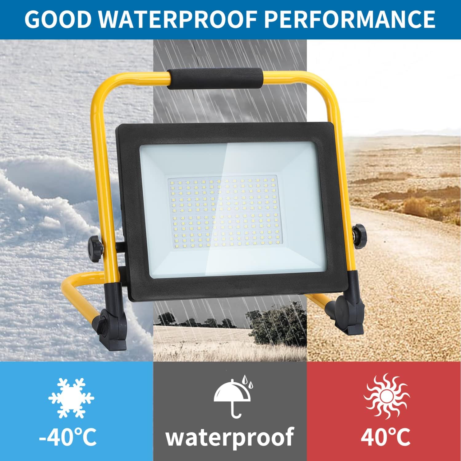 Thumbnail 4 de Aigostar faretto LED da cantiere 100W 8.800 lm con spina, rotazione 360° e staffa pieghevole