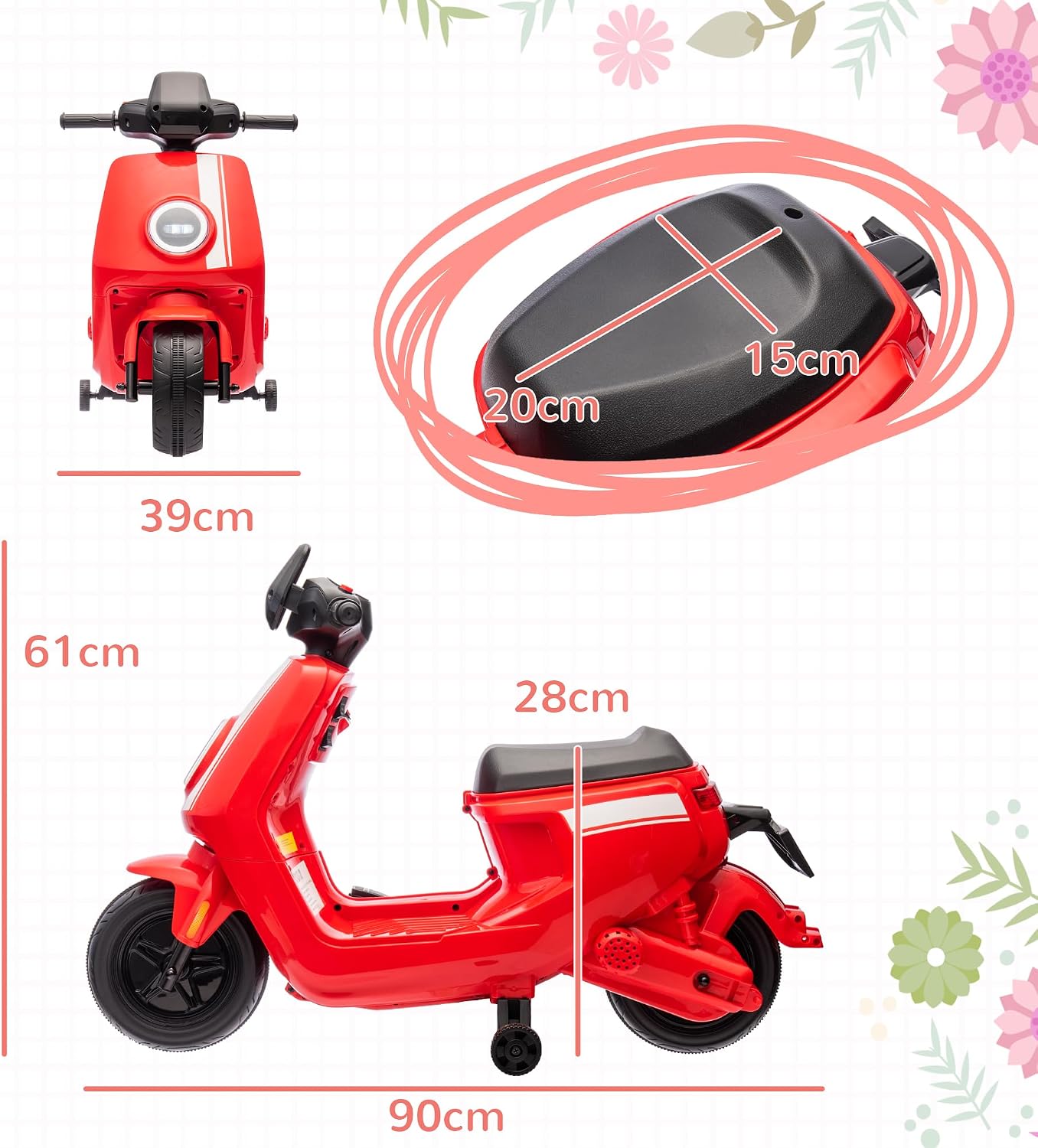 Thumbnail 6 de AIYAPLAY Scooter électrique Enfants Moto Porteur 6 V Rouge (18–36 mois) — Petit bolide sûr et musical