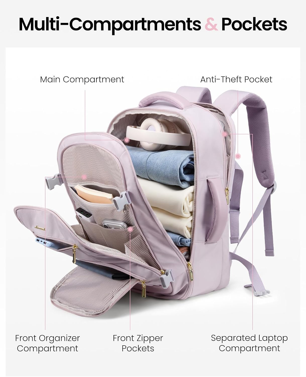 Detalle de LOVEVOOK Travel Backpack 40L