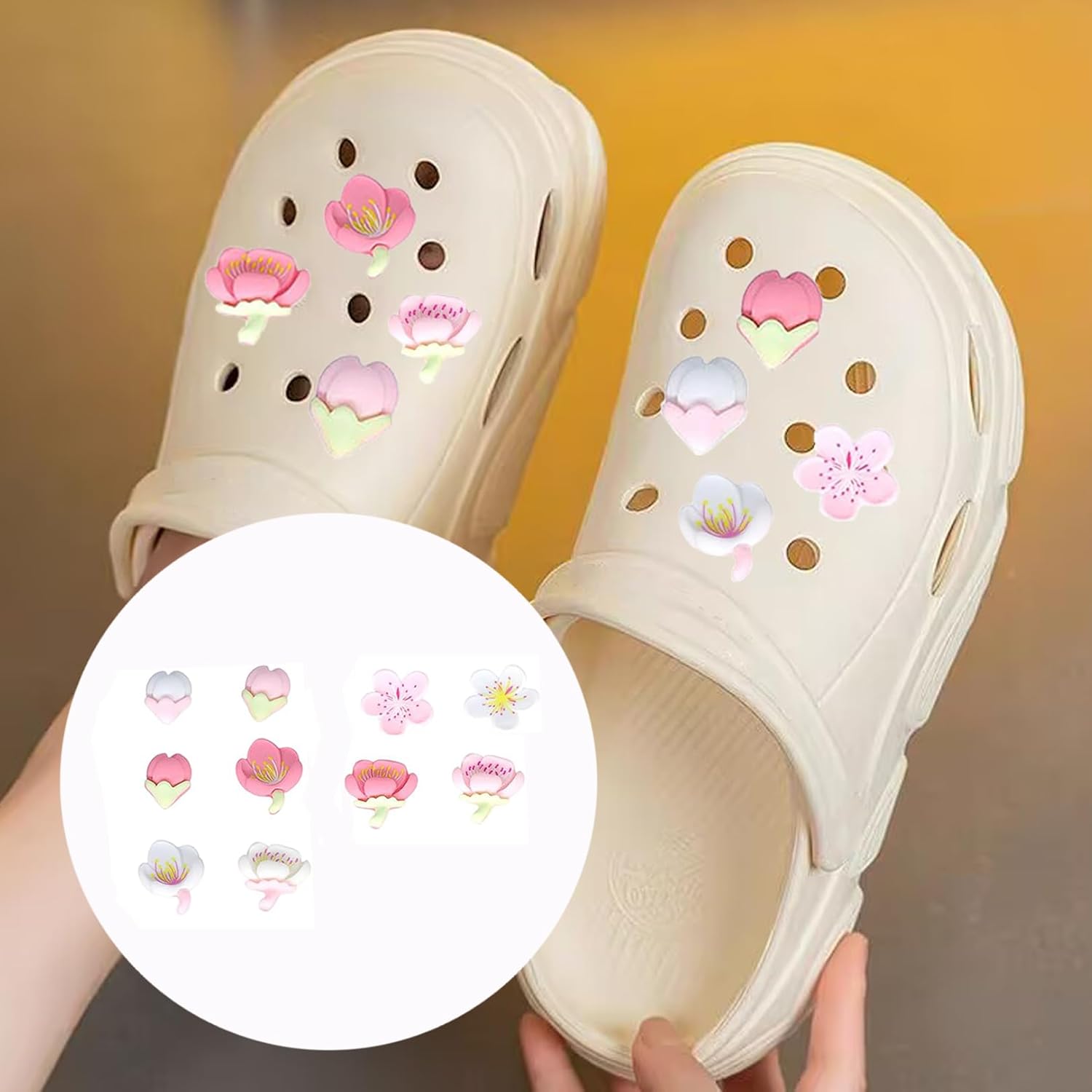 Detalle 2 de HJDJBD 12 colgantes Crocs flores Sakura