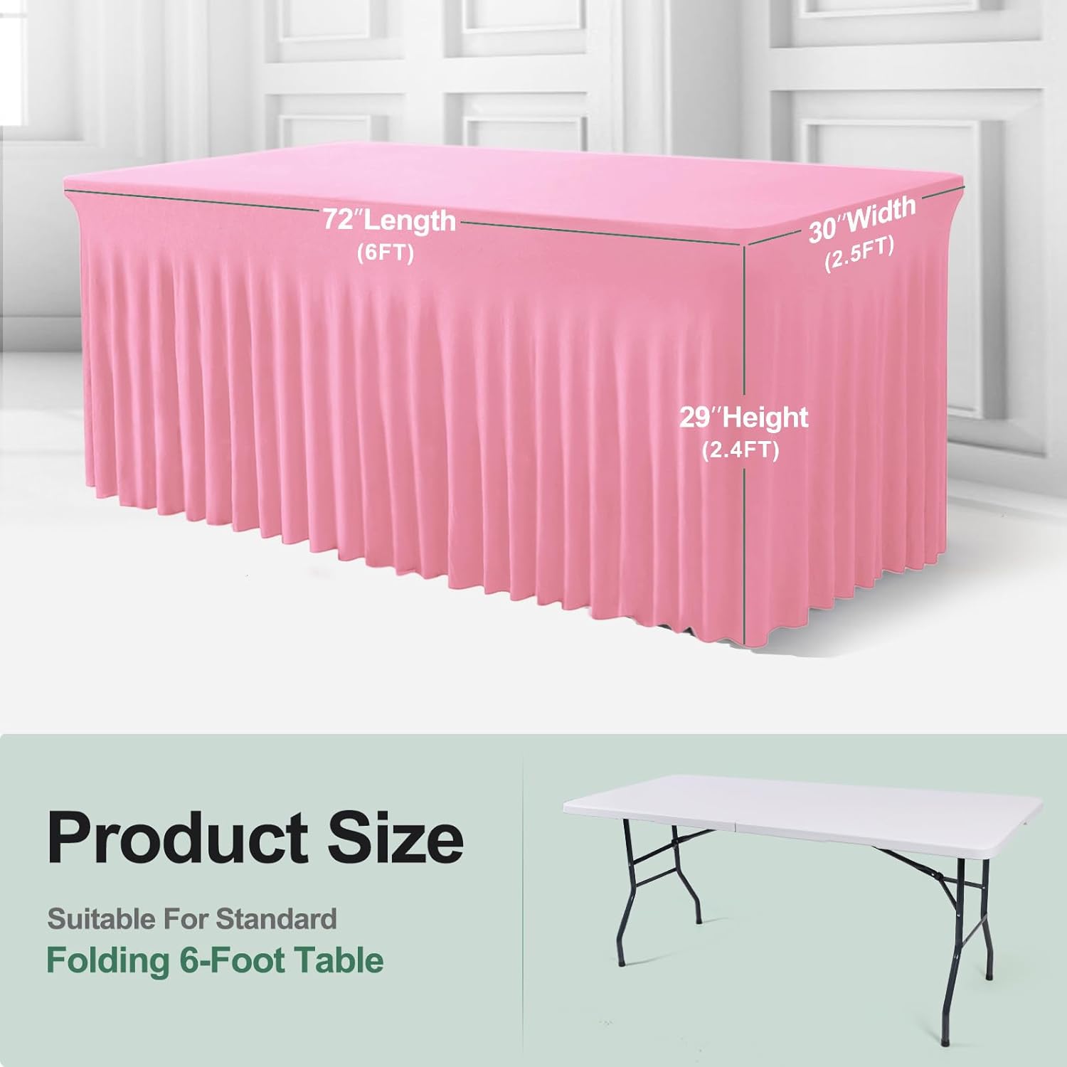 Detalle de BDDC Table Skirts 6ft 2-Pack Pink 🍽