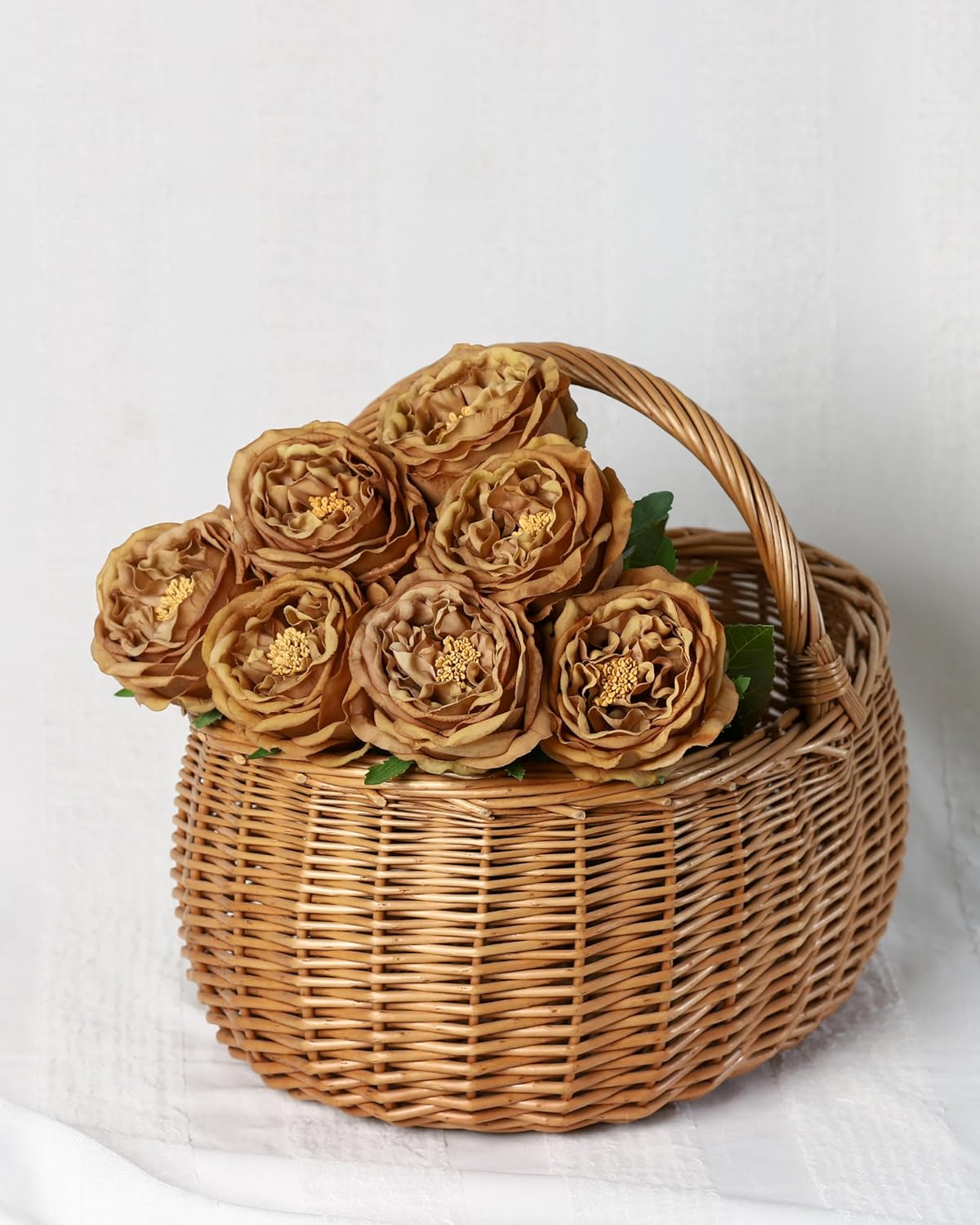 Thumbnail 5 de DuHouse 5 pack Real Touch silk roses with stems (fake coffee roses) for wedding, party and home décor
