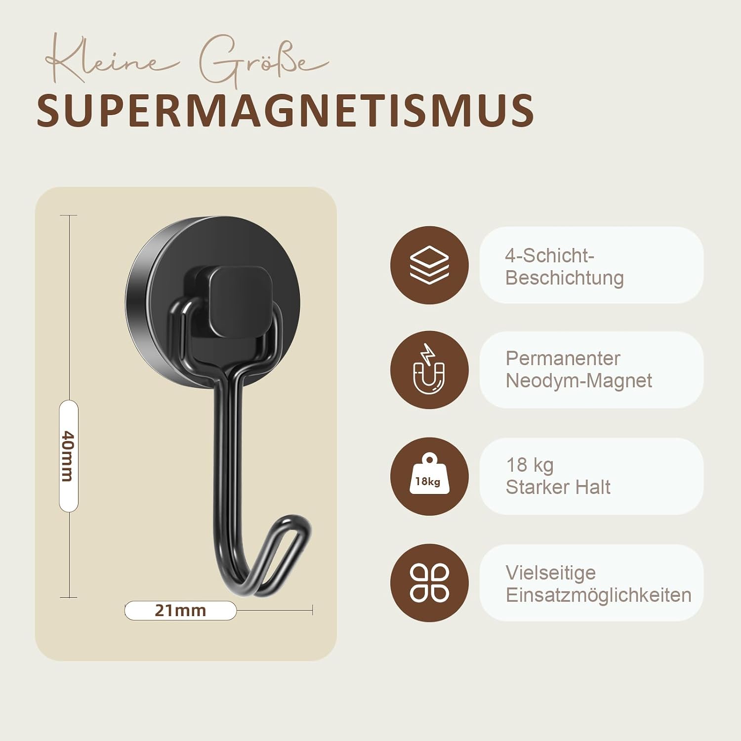 Detalle 1 de Neosmuk Swing Magnethaken 18 kg Neodym
