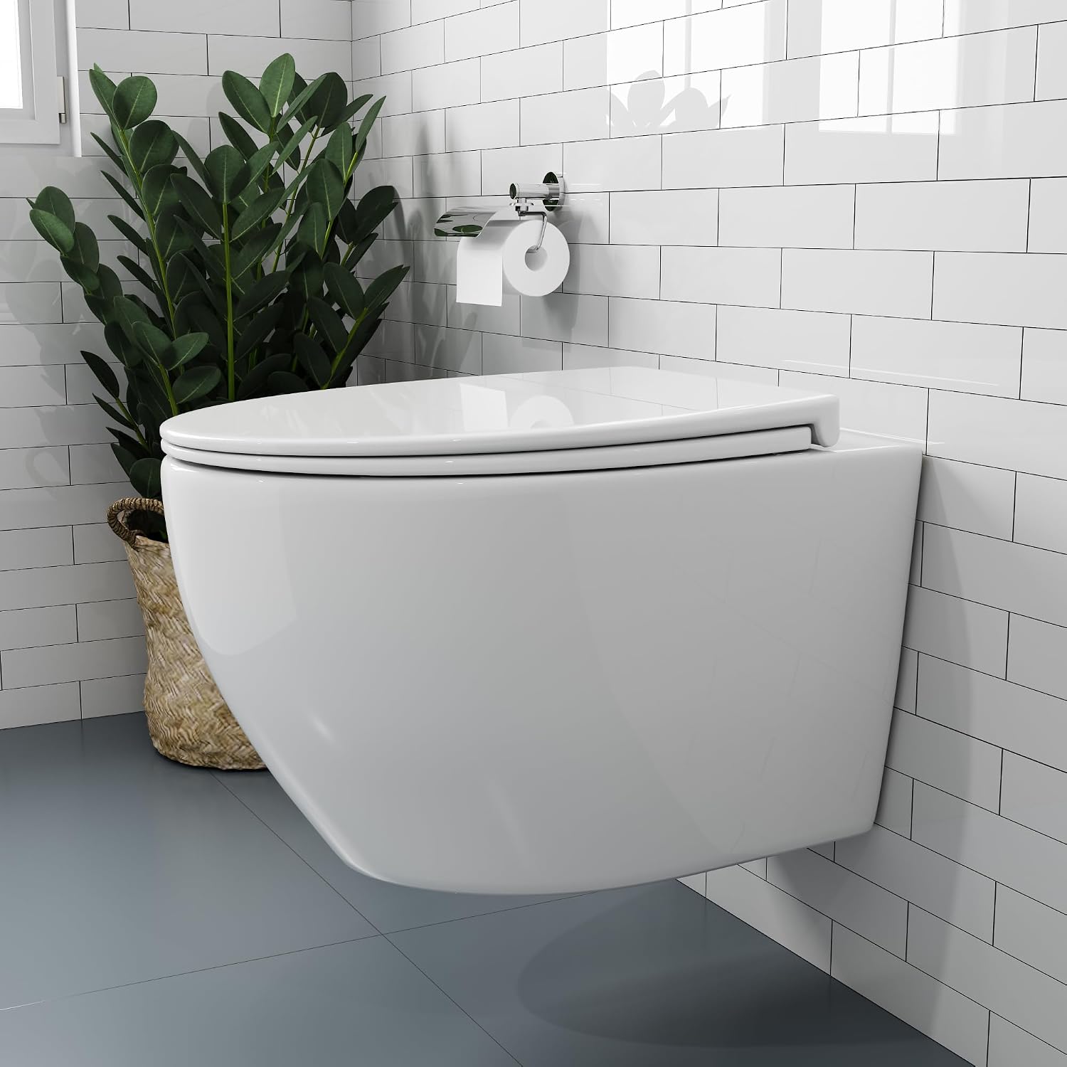 Detalle de HOROW Wand-WC D‑Form 52 cm, abnehmbarer Sitz und Absenkung 🚽