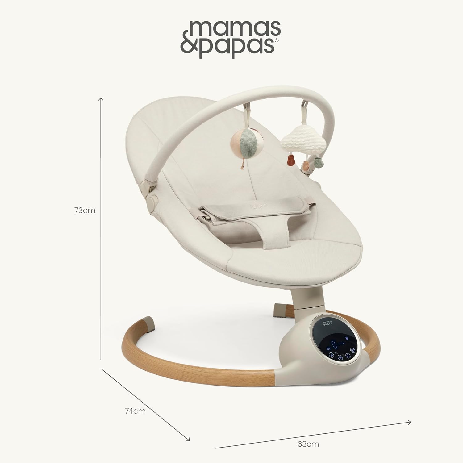 Detalle de Mamas & Papas Alto Smart Baby Swing (Cashmere): touchscreen, 5 speeds, Bluetooth and remote