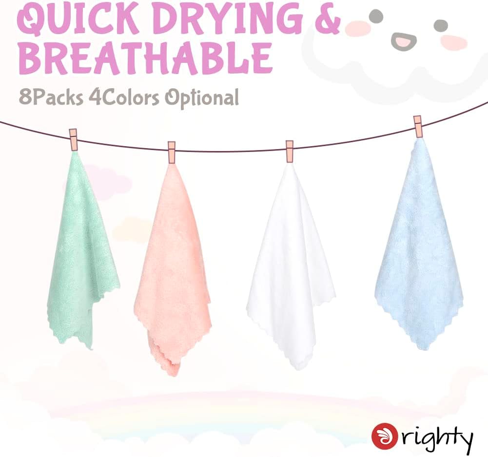 Thumbnail 5 de Lot de 8 bavoirs en polaire corail Orighty (50,8 × 25,4 cm) pour bébé à la peau sensible