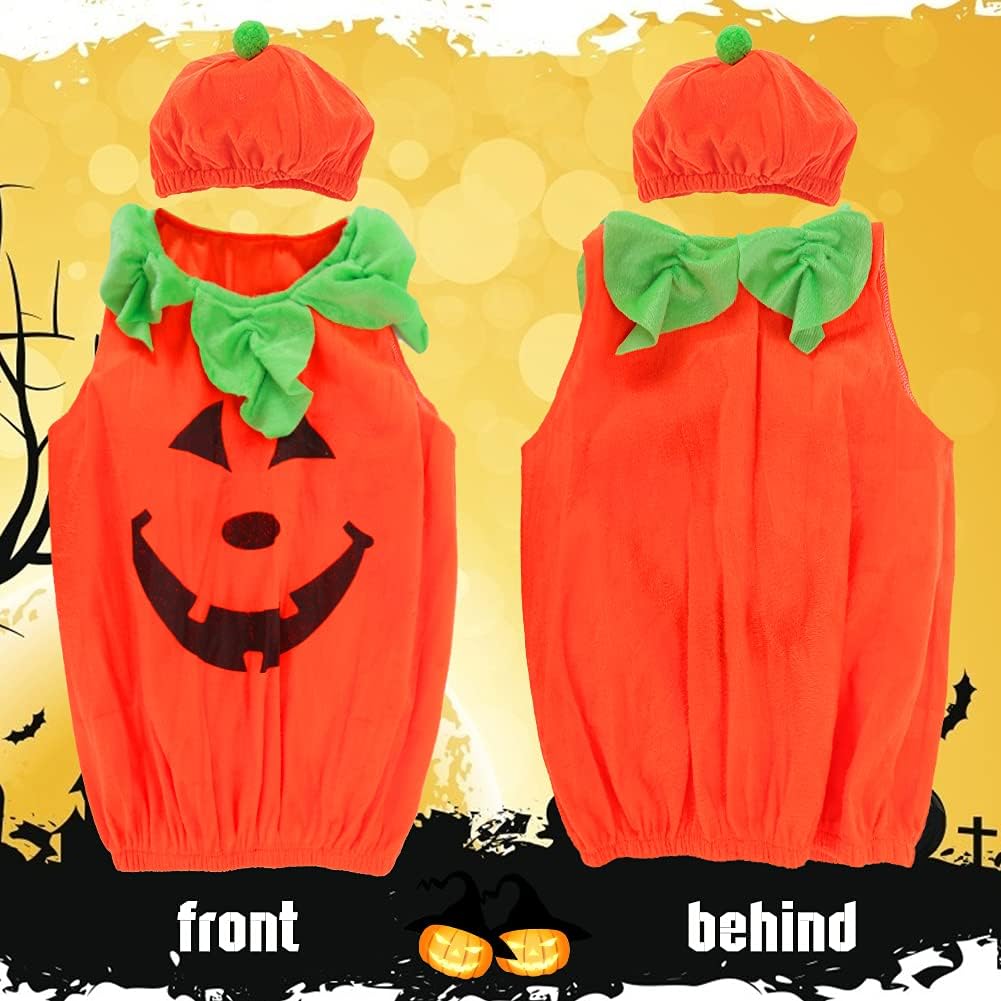 Detalle 2 de BigOtters BigOtters Pumpkin Costume Set for Infants and Toddlers, Tunic and Hat