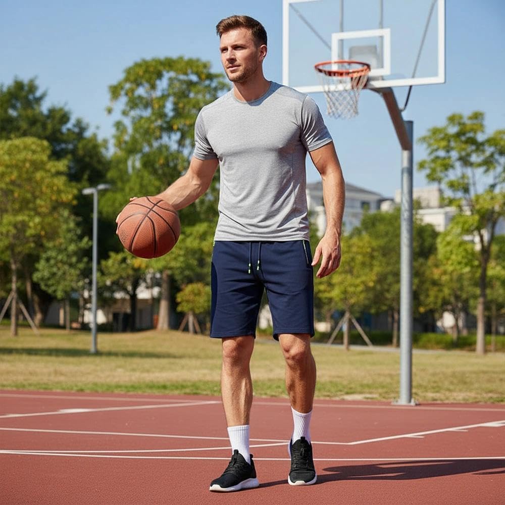 Detalle 2 de ZOXOZ Mens Shorts Summer Sports Cotton with Zip Pockets Elasticated Waist