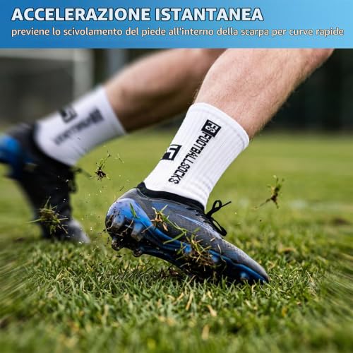 Thumbnail 5 de BODZWI Calze grip da calcio, 3 paia bianche in cotone traspirante