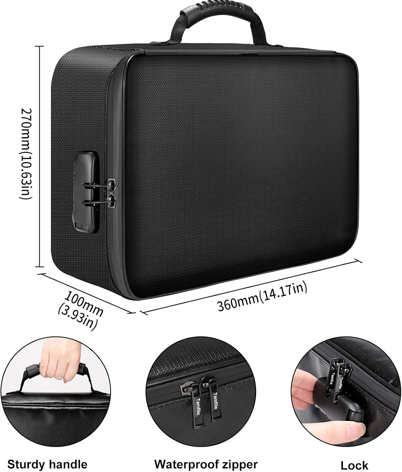 Thumbnail 3 de Tamfile Fireproof Document Box (Large) 14.2'' x 10.6'' x 4'' – 3-Layer Fireproof & Water-Resistant Storage with Lock