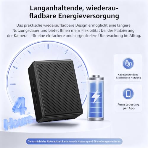 Detalle 2 de Liretope Mini Kamera 4K WLAN Überwachungskamera Innen – kompakte 4K-Sicherheit mit Akku & App