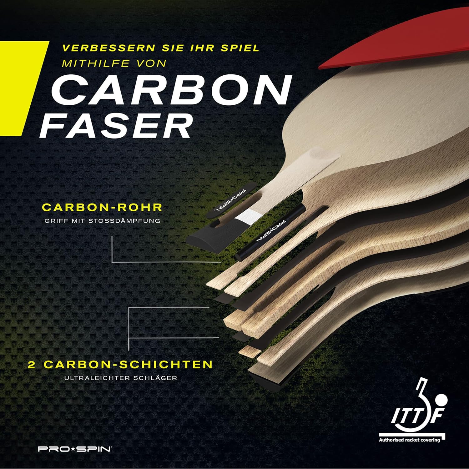 Detalle de PRO-SPIN Tischtennisschläger 2,0 mm Schwammstärke