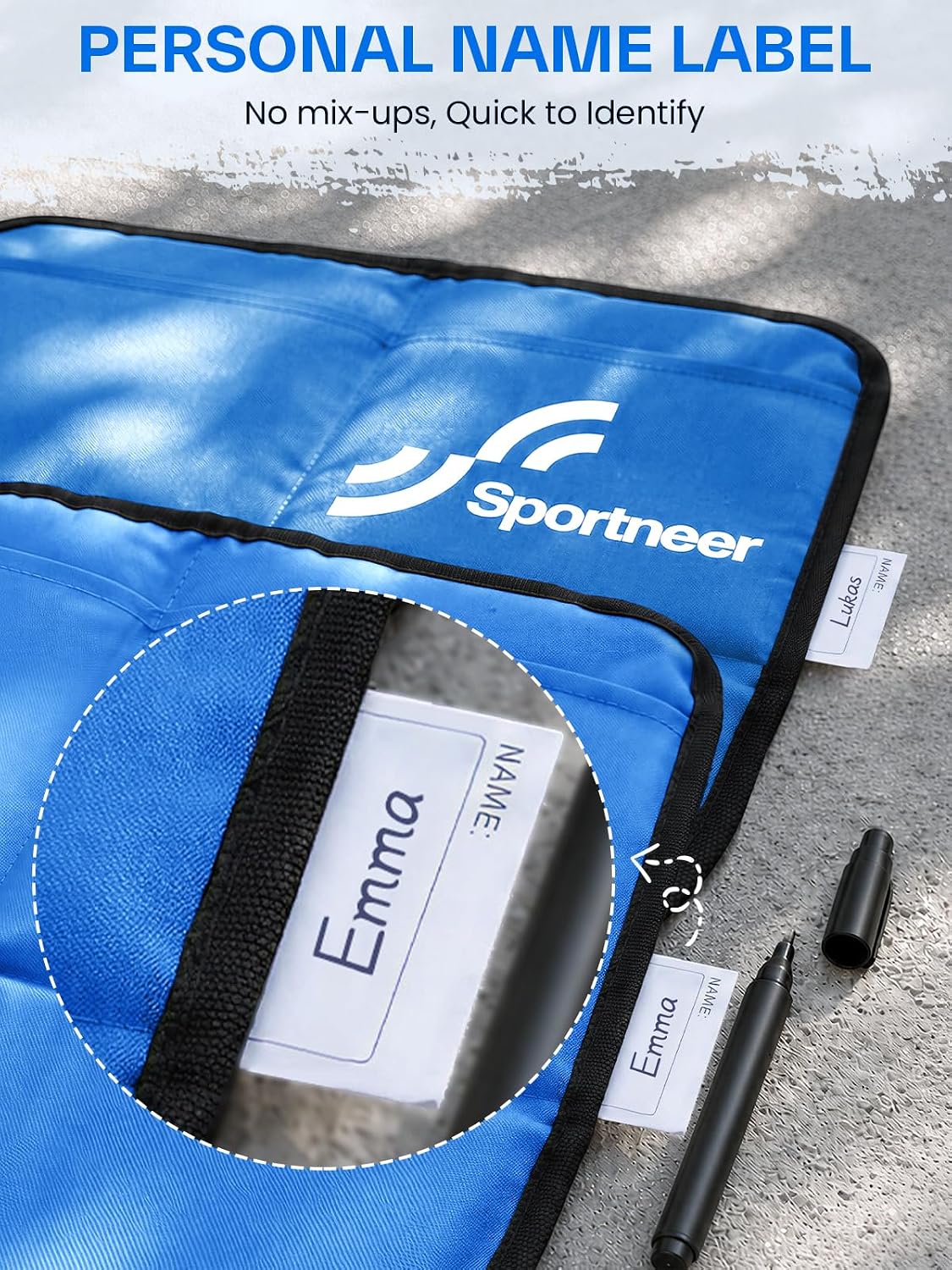Detalle 2 de Sportneer CSP-01 Folding Seat Pad, Lightweight Blue Cushion with Storage Pockets