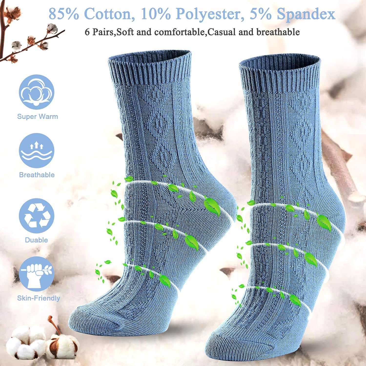 Detalle de Mcool Mary Women's Crew Socks, 6-Pack
