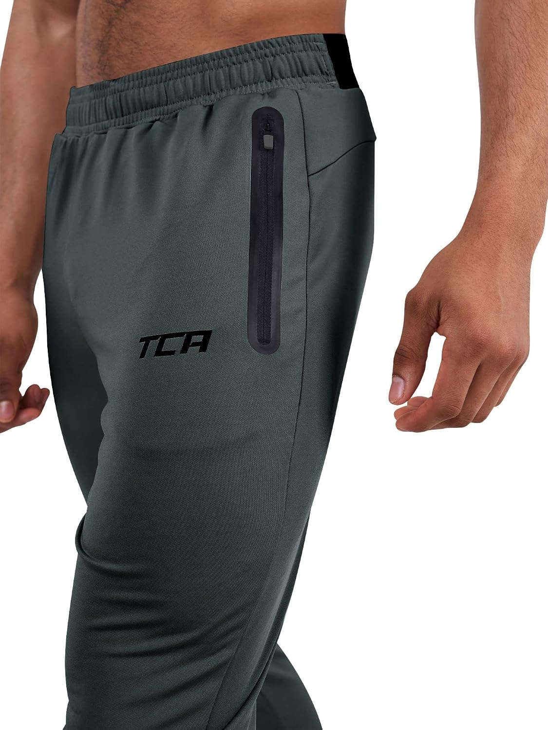 Detalle de TCA Uomo Rapid Pantaloni Tuta da Corsa con Tasche a Zip – Pantalone Sportivo Slim Fit