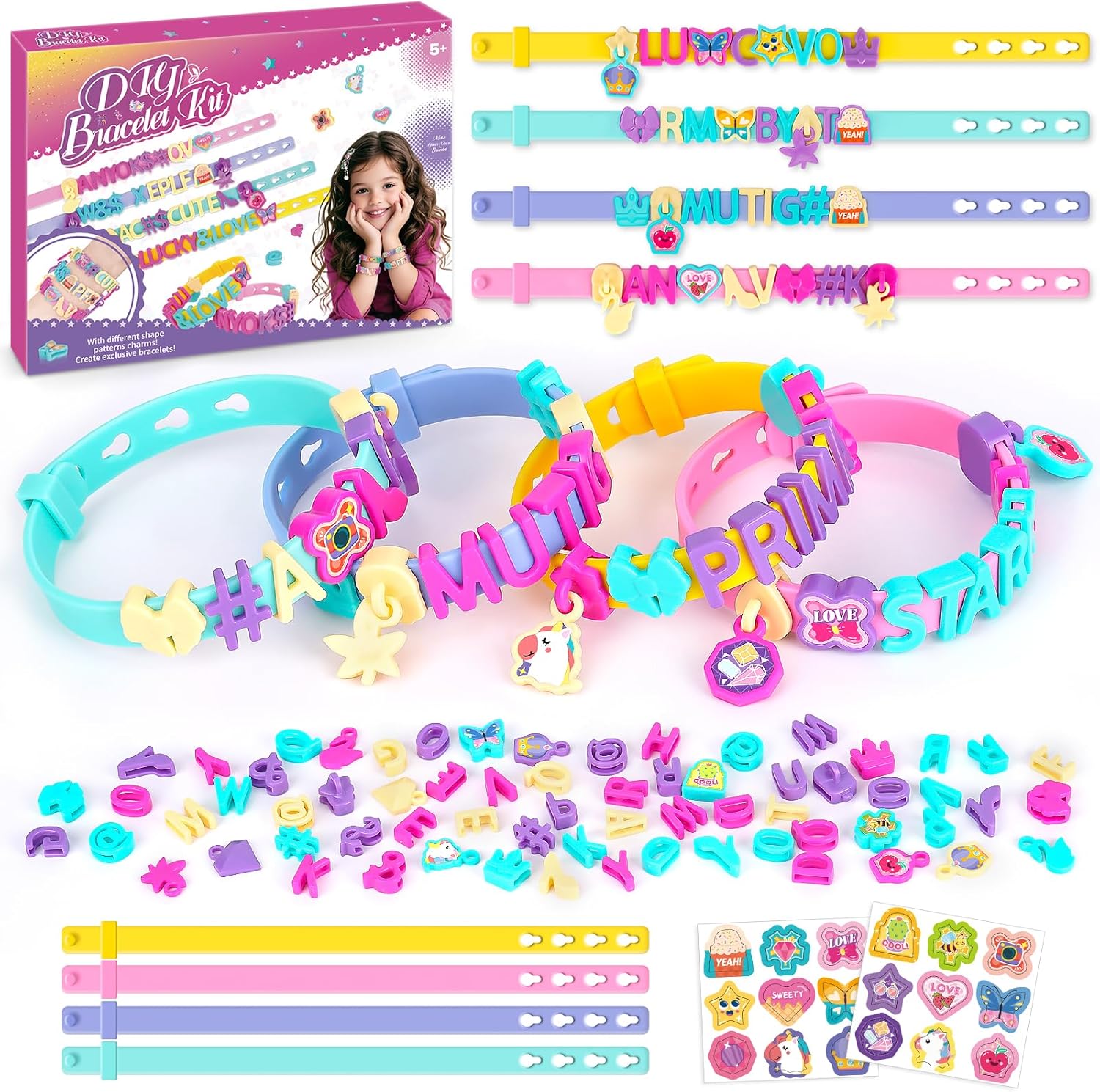 Detalle de Geschenk Mädchen 5–9 Jahre: Bastelset Freundschaftsarmbänder – Glitzer Armbänder Selber Machen