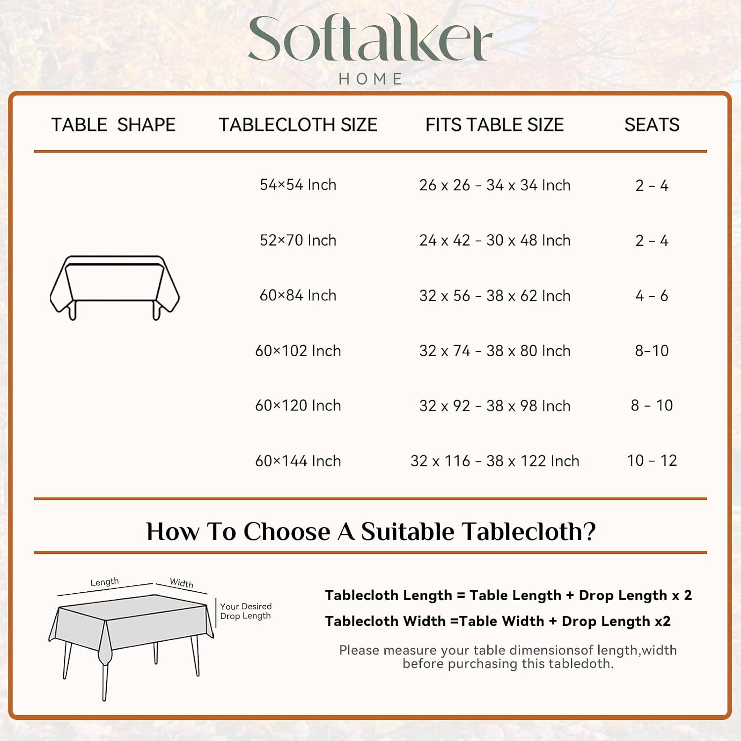 Detalle de Softalker Rectangular Tablecloth, 104 x 60 Inches