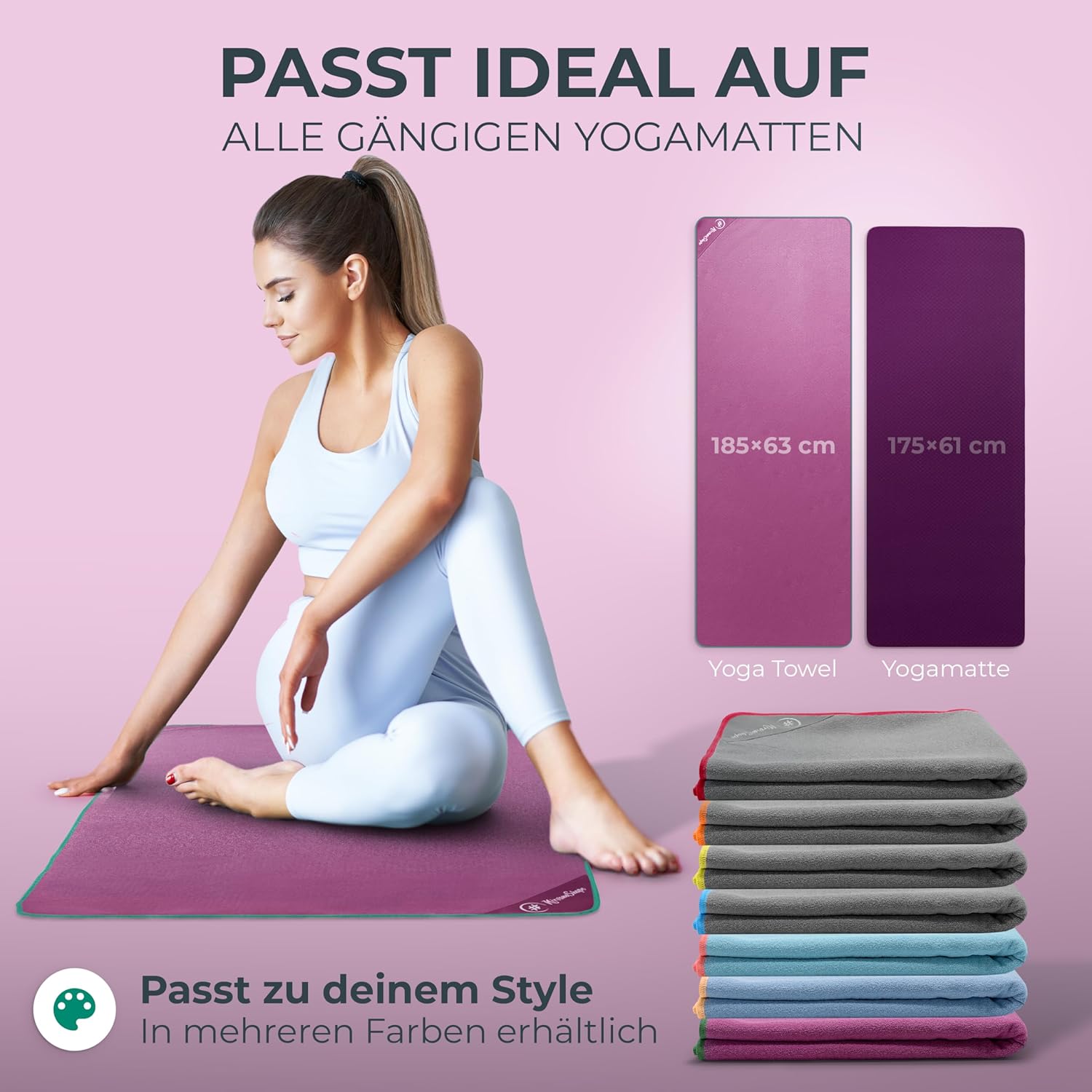 Thumbnail 3 de NirvanaShape Yoga Handtuch rutschfest (Hot-Yoga Towel) mit Antirutsch-Noppen, 185 x 63 cm