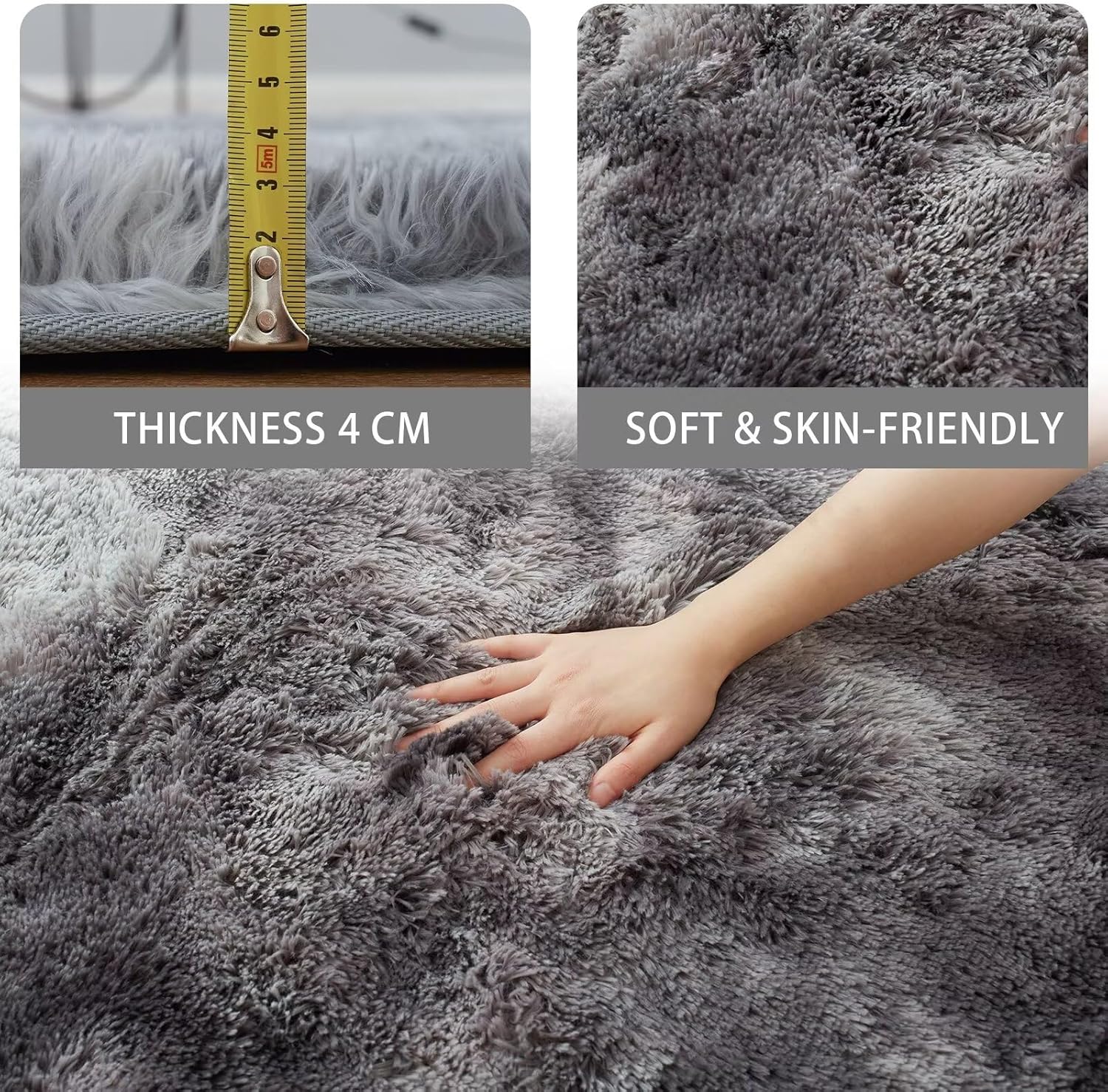 Thumbnail 1 de CHOSHOME Alfombra Motley Tie-Dye Gris Oscuro 200x290 cm