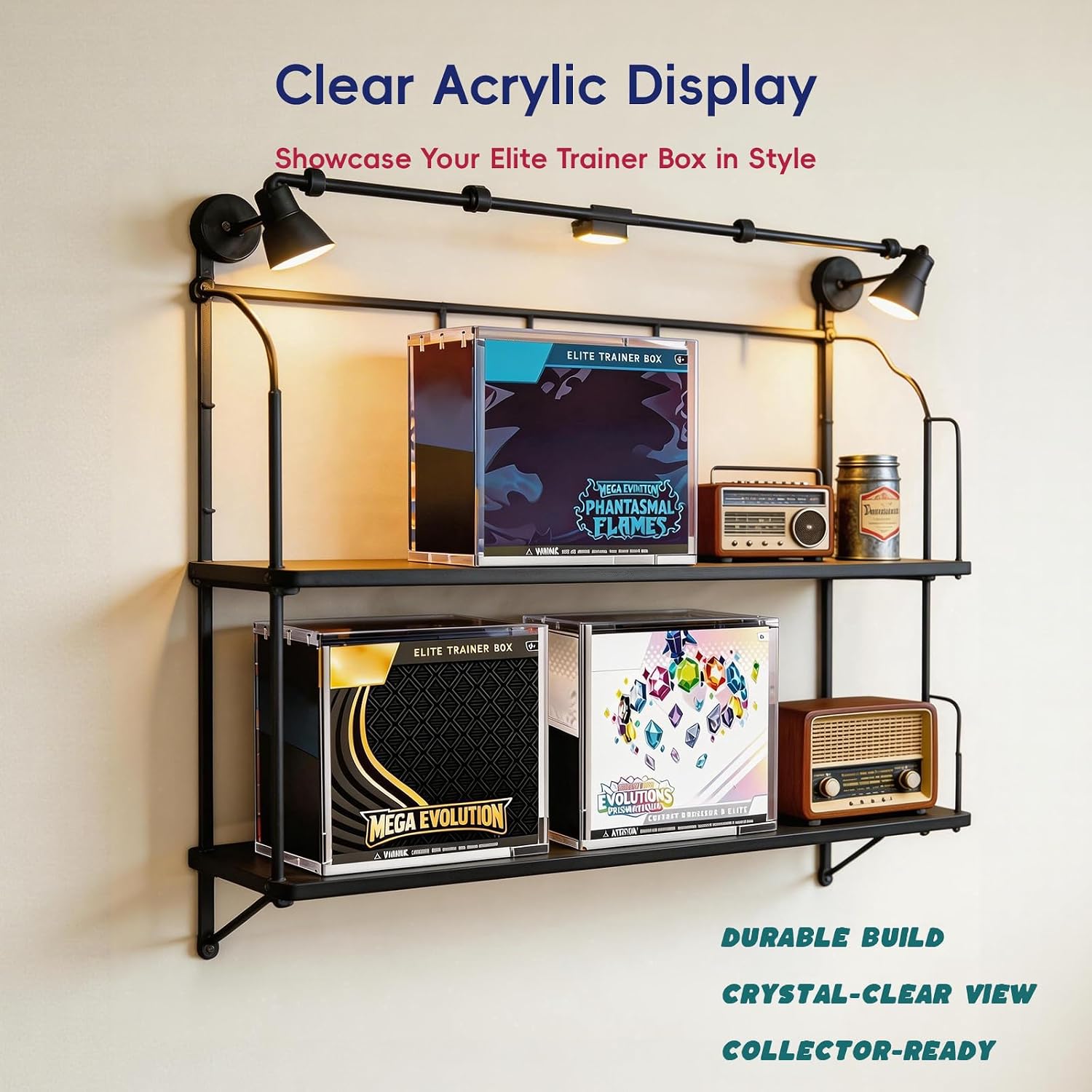 Detalle de ETB Protector Case 3 Pack: Premium 8mm Acrylic Display Boxes with Sliding Magnetic Lid