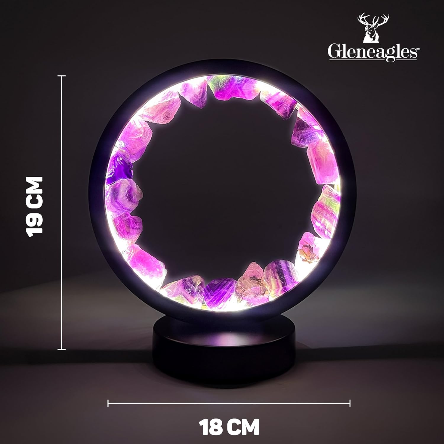 Thumbnail 1 de Cello Gleneagles Circle Earth LED Natural Crystal Lamp with Purple Fluorite (Dimmable)