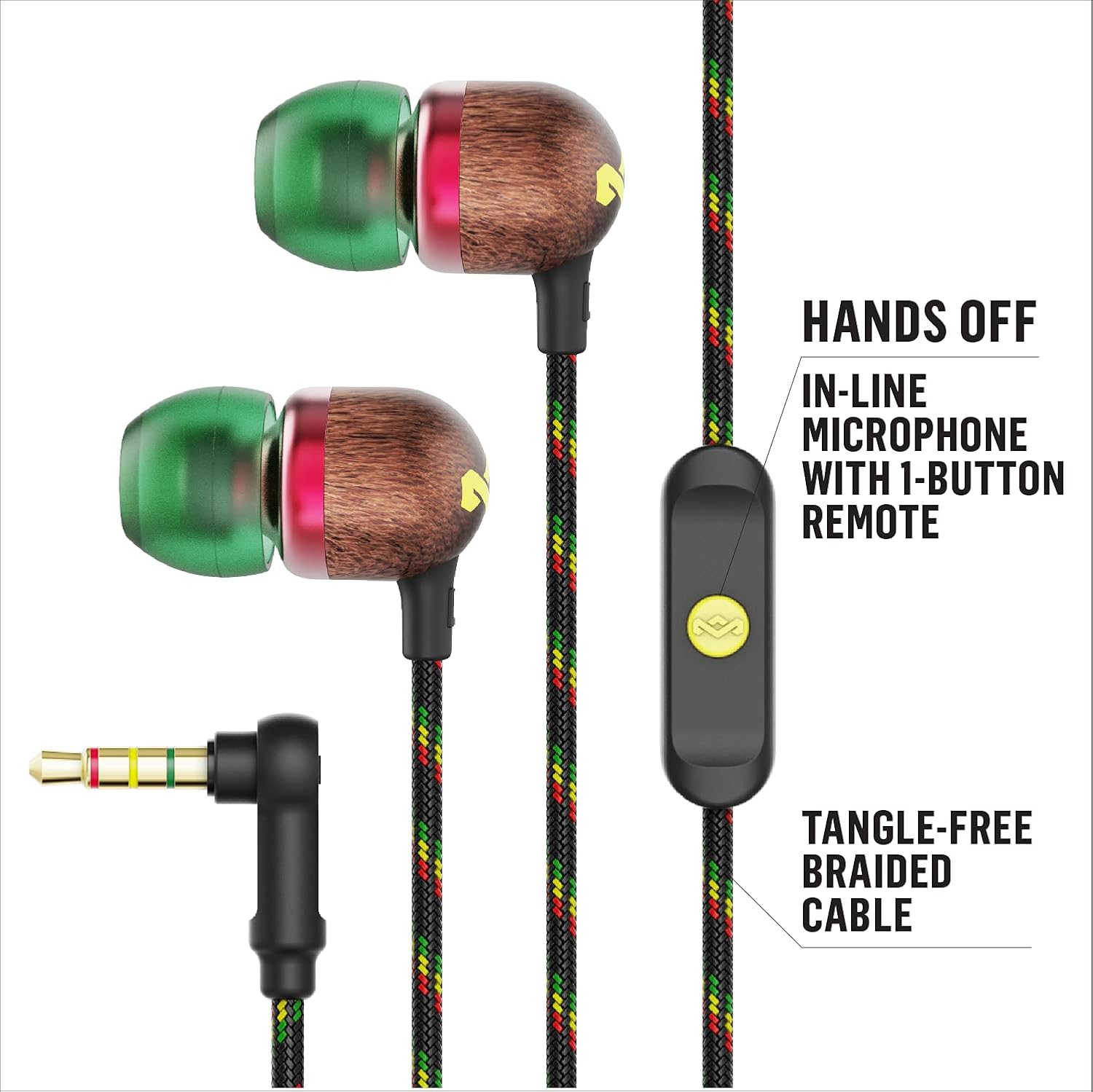 Detalle de Marley Smile Jamaica In-Ear Kopfhörer mit Kabel – 9mm Treiber, Mikrofon & Noise-Isolierung