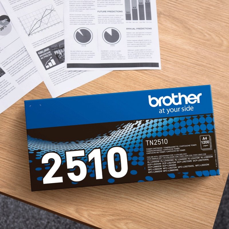 Detalle 2 de Tóner Original Brother TN2510 Negro – alto rendimiento para impresiones nítidas