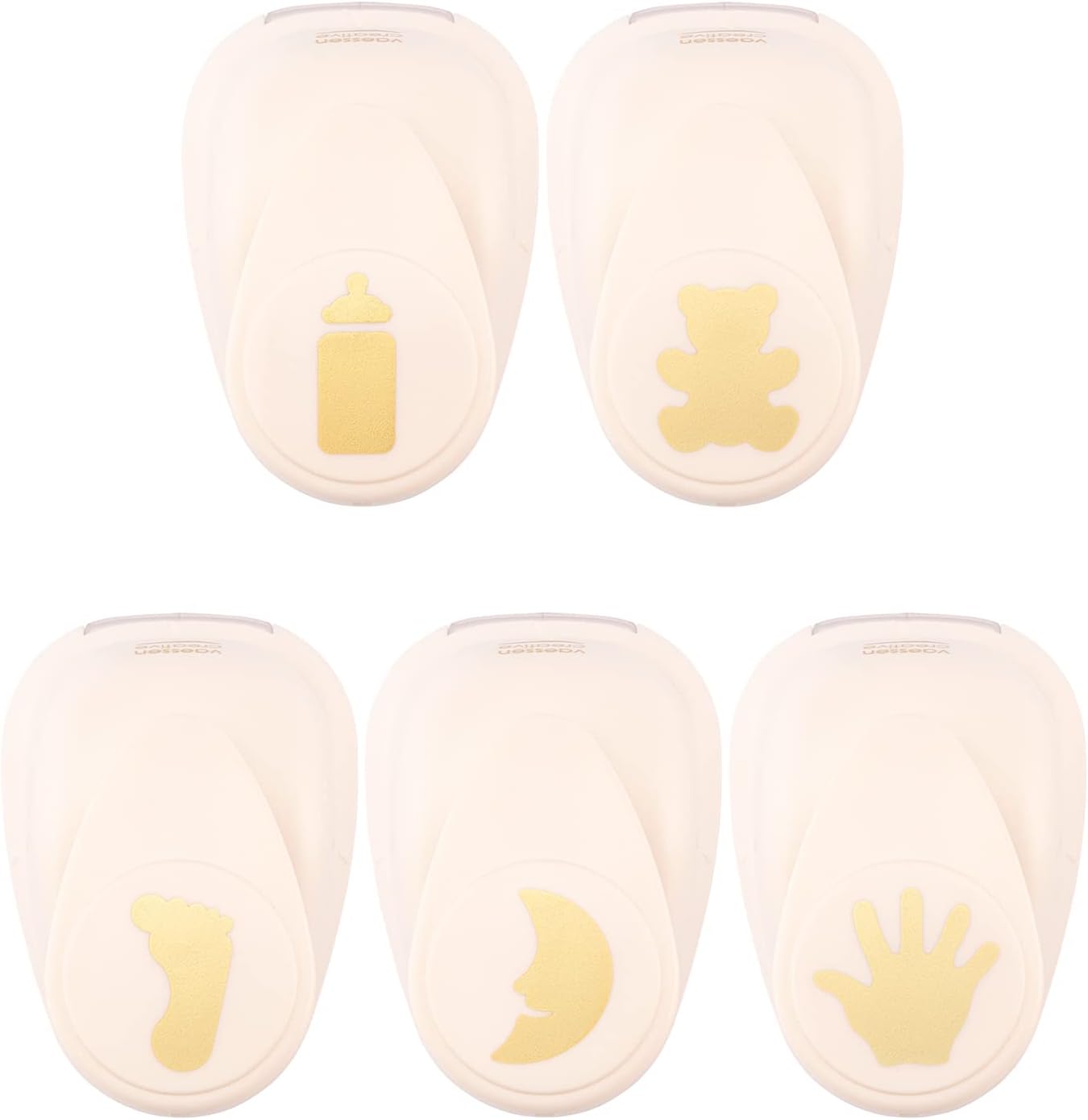 Detalle de Vaessen Creative: Perforatrices Ours, Biberon, Main, Pied et Lune – Lot de 5 poinçons créatifs