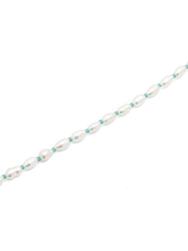 Thumbnail 2 de Collar Pompeya Turquesa SINGULARU: acero bañado en oro 18 Kt con perla cultivada y detalle turquesa