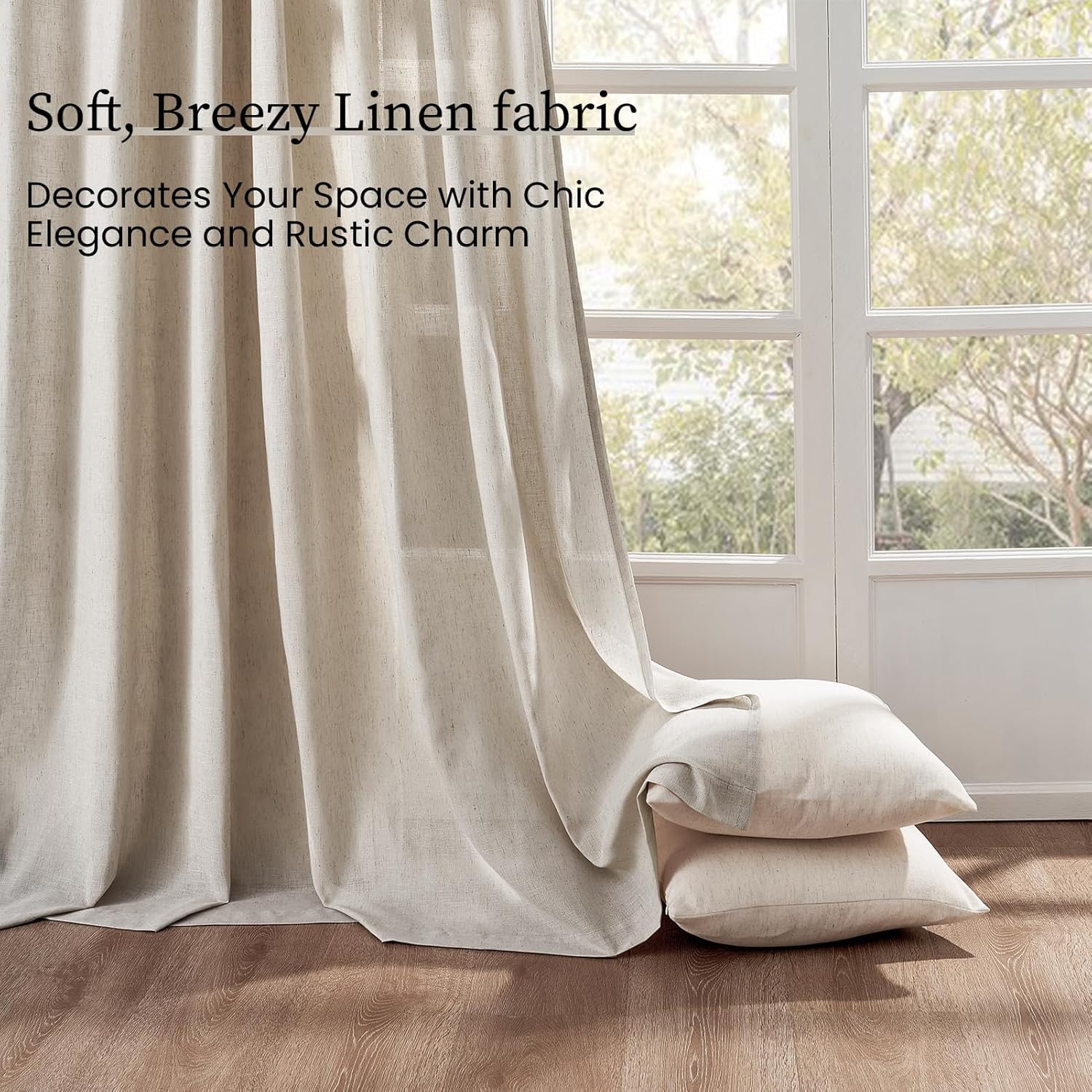 Detalle de Drapenova Sheer Curtain Linen-Blend Drapes, 84-Inch, Bronze Grommets