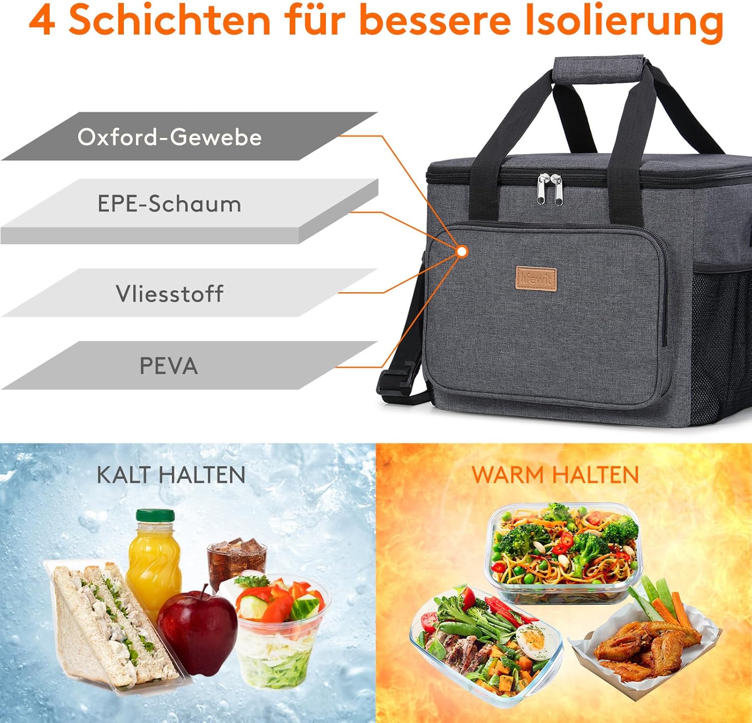 Thumbnail 1 de Lifewit 24L 40 Dosen Kühltasche klein – faltbar, wasserdicht & isoliert (dunkelgrau)