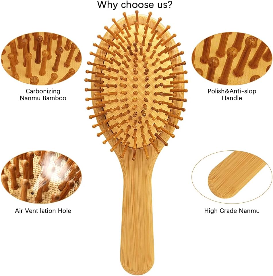 Thumbnail 1 de Spazzola per capelli in bambù naturale con effetto massaggio e antistatica