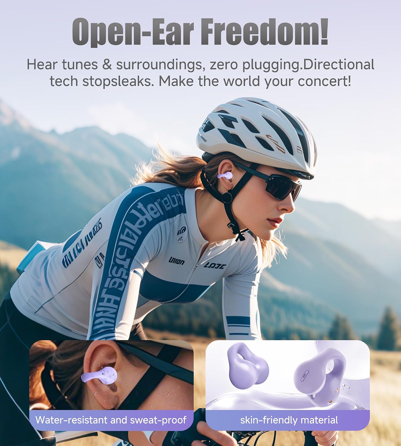 Thumbnail 2 de King Lucky i21 Open Ear Clip-On Earbuds with Mic – Bluetooth 5.3, IPX4, for Small Ears (Purple)