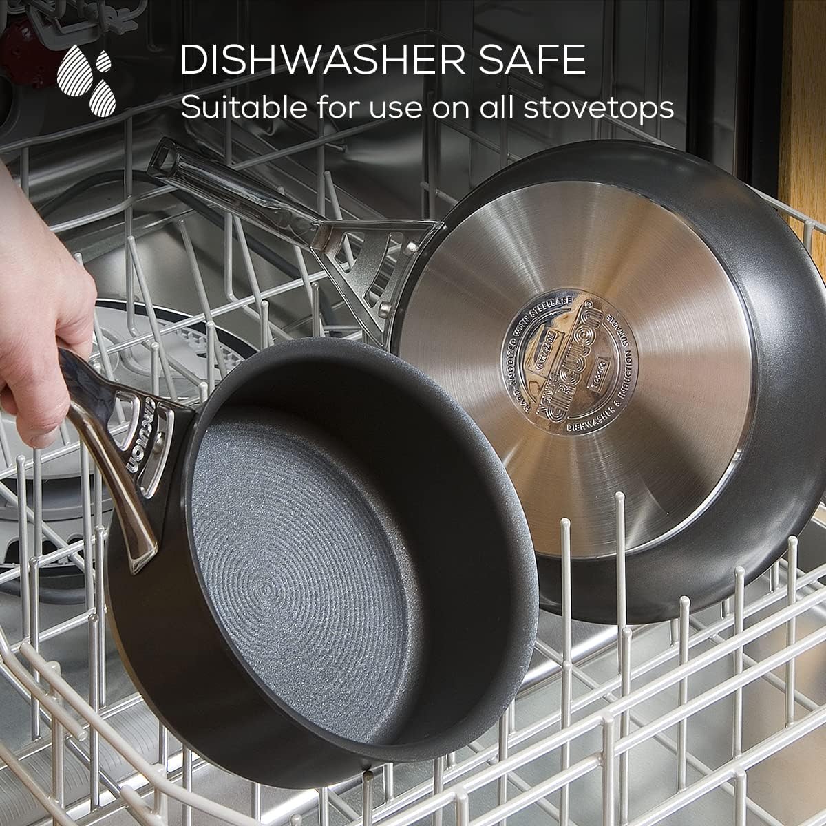 Thumbnail 4 de Circulon Infinite Induction Wok Non Stick 36cm with Stainless Steel Lid (Black)