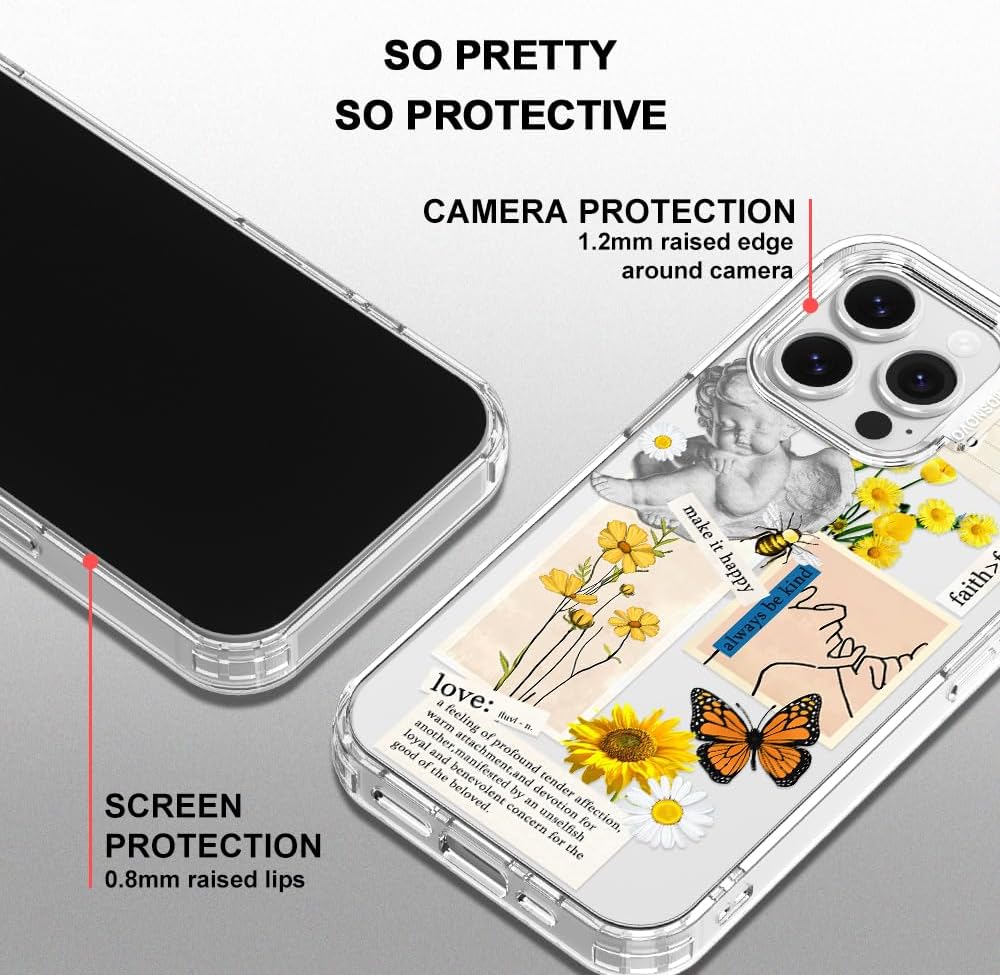 Detalle de MOSNOVO Case for iPhone 16 Pro Max with Buffertech Drop Protection and Vintage Collage Art