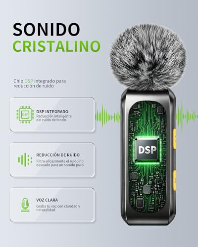 Thumbnail 5 de CKOKC Micrófono Inalámbrico Mini para iPhone, Android y PC (Negro) – Sonido claro y plug & play