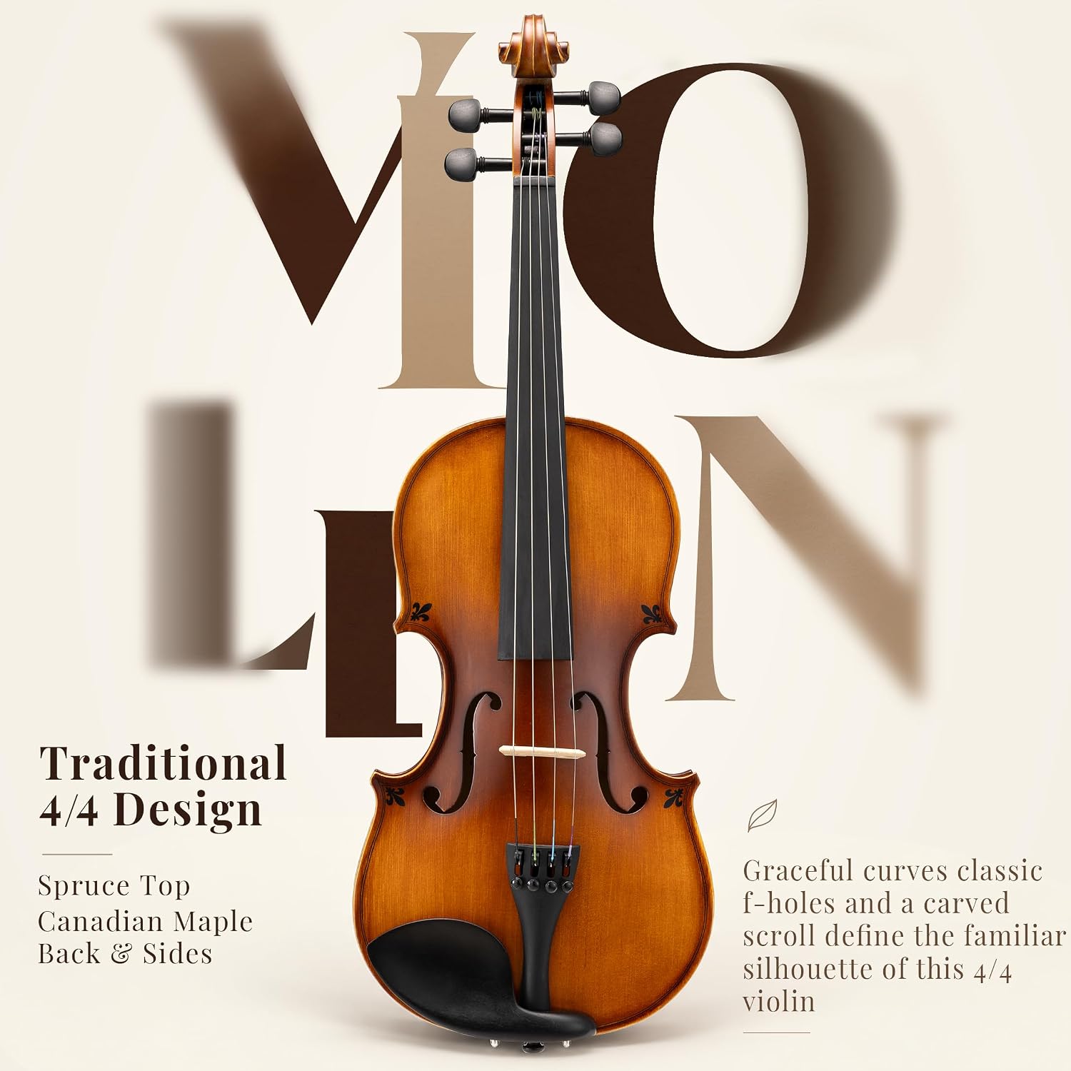 Thumbnail 4 de AKLOT VRT-MS 4/4 Acoustic Violin Kit with Tuner and Hard Case