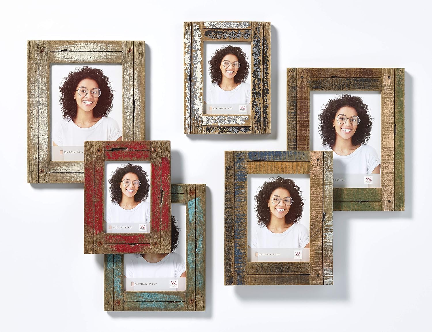 Thumbnail 1 de Walther Design Cadre photo en bois Dupla Portrait YA015C (10 x 15 cm) crème/bleu