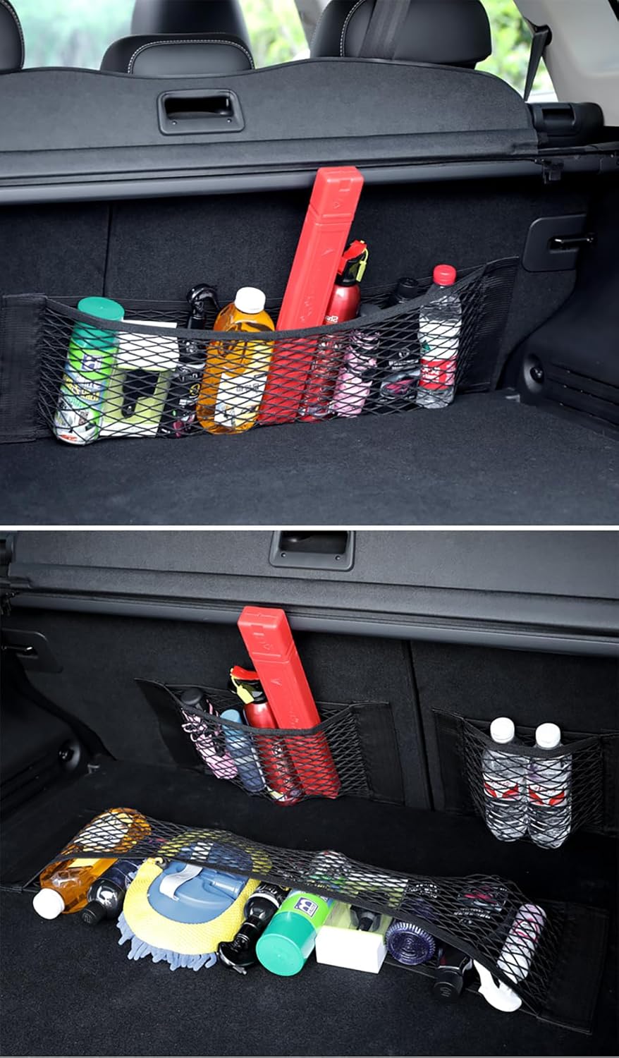 Thumbnail 4 de YOFADCI Filets de rangement pour coffre de voiture 80 x 25 cm (2 pièces) avec velcro et autocollants magiques