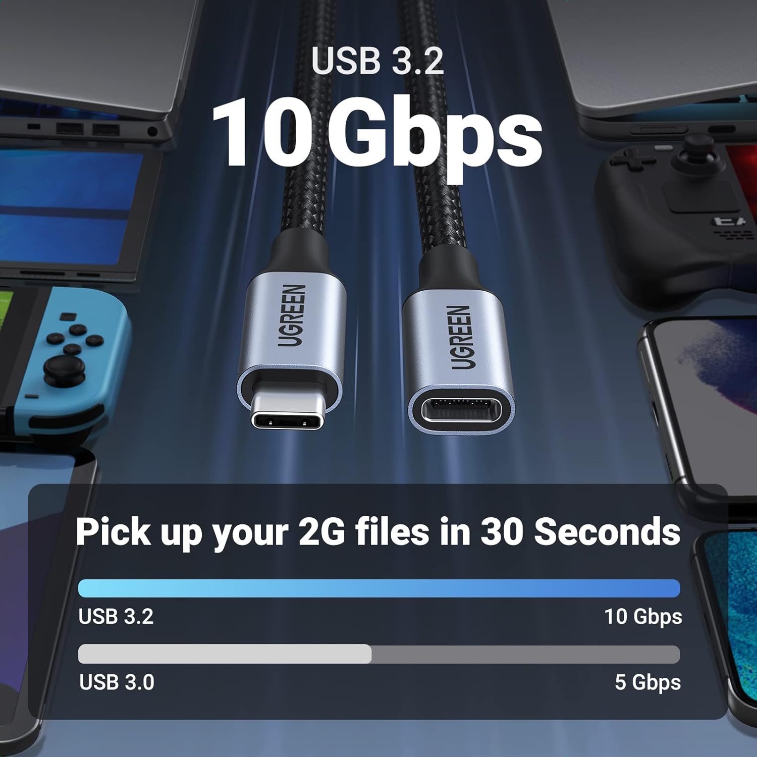 Detalle 2 de UGREEN 100W USB C Extension Cable 1M