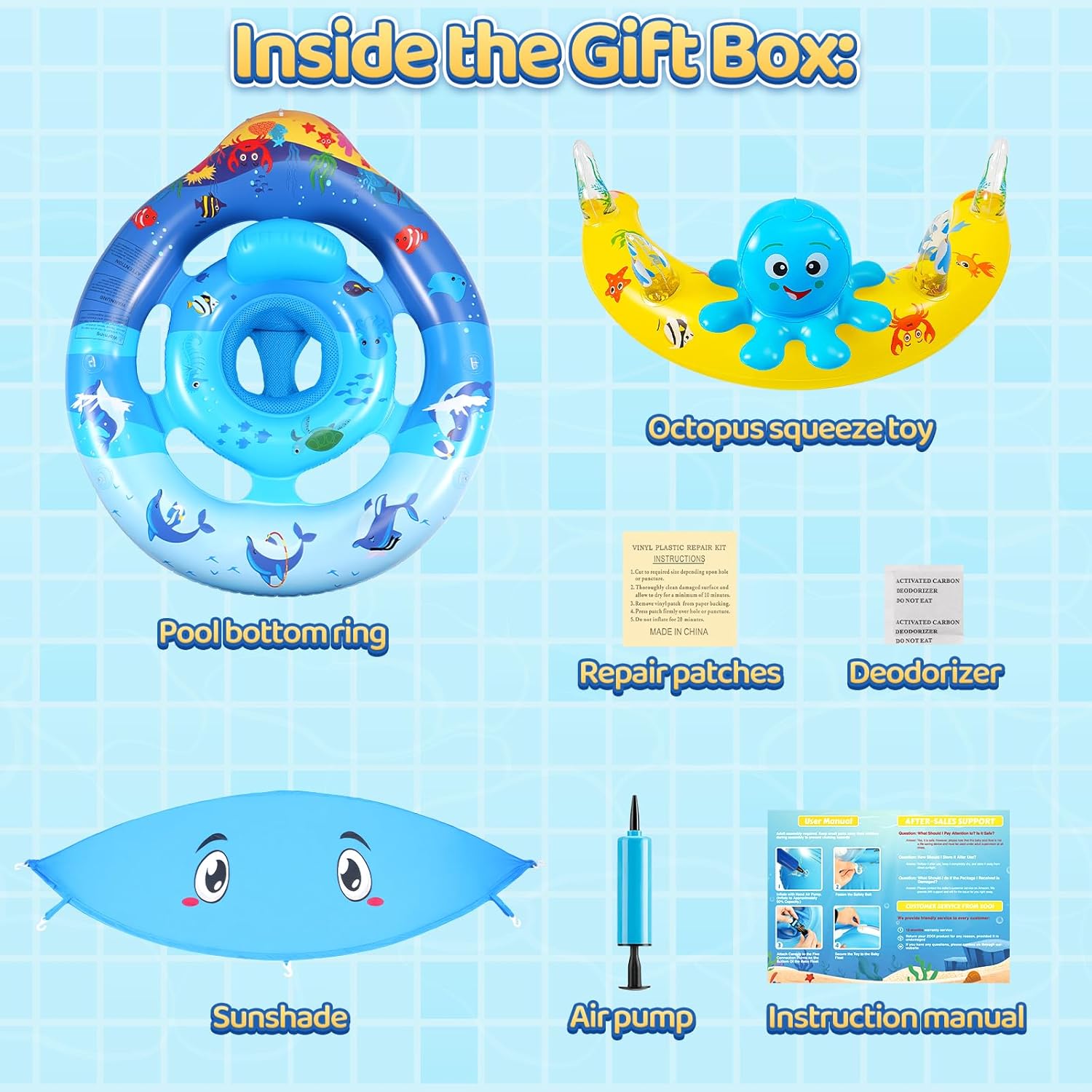 Thumbnail 5 de Baby Swimming Float with Canopy (UPF 50+) – Sea Animal Toys, Inflatable Seat for 6–36 Months