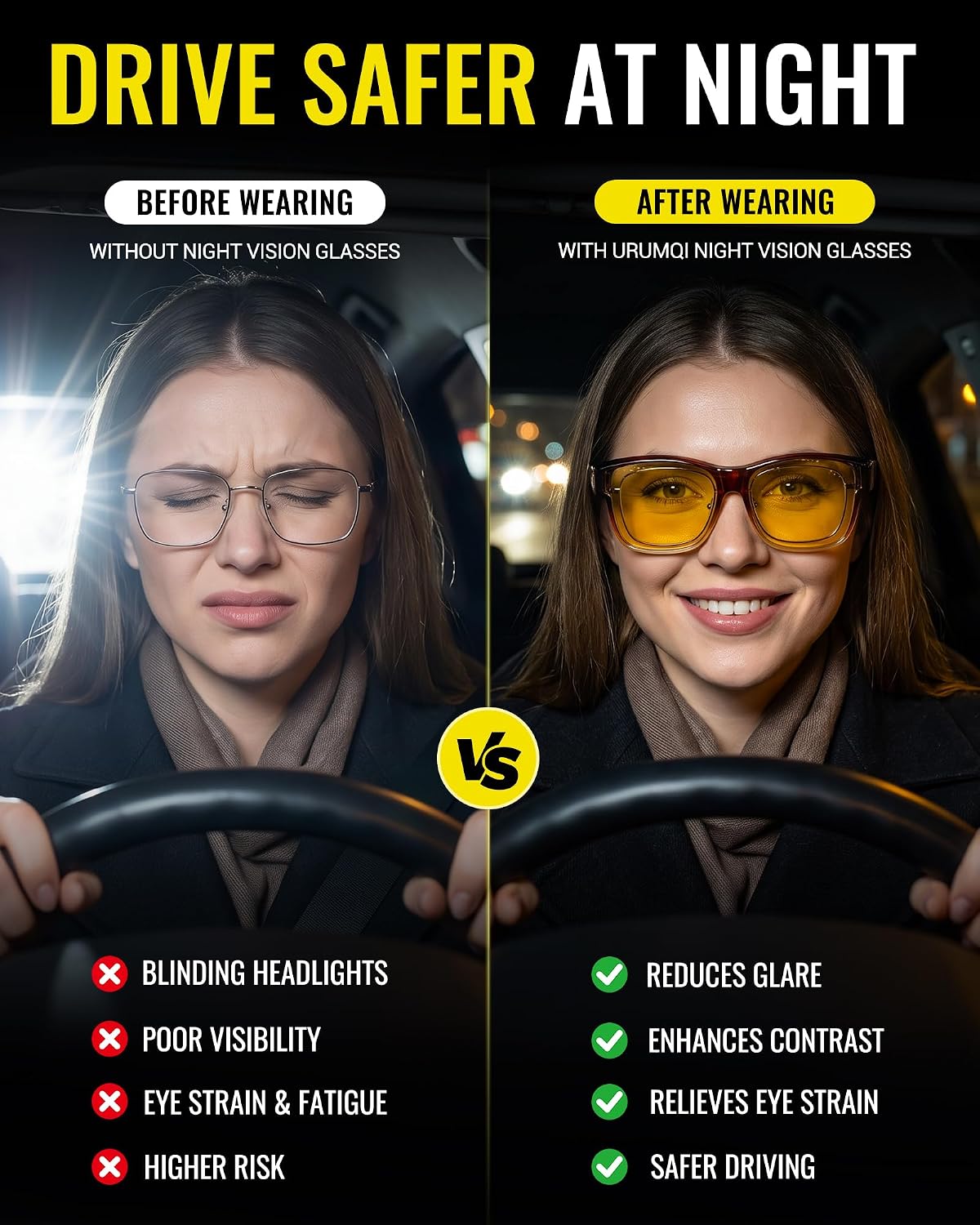 Detalle de URUMQI Night Driving Glasses TR90