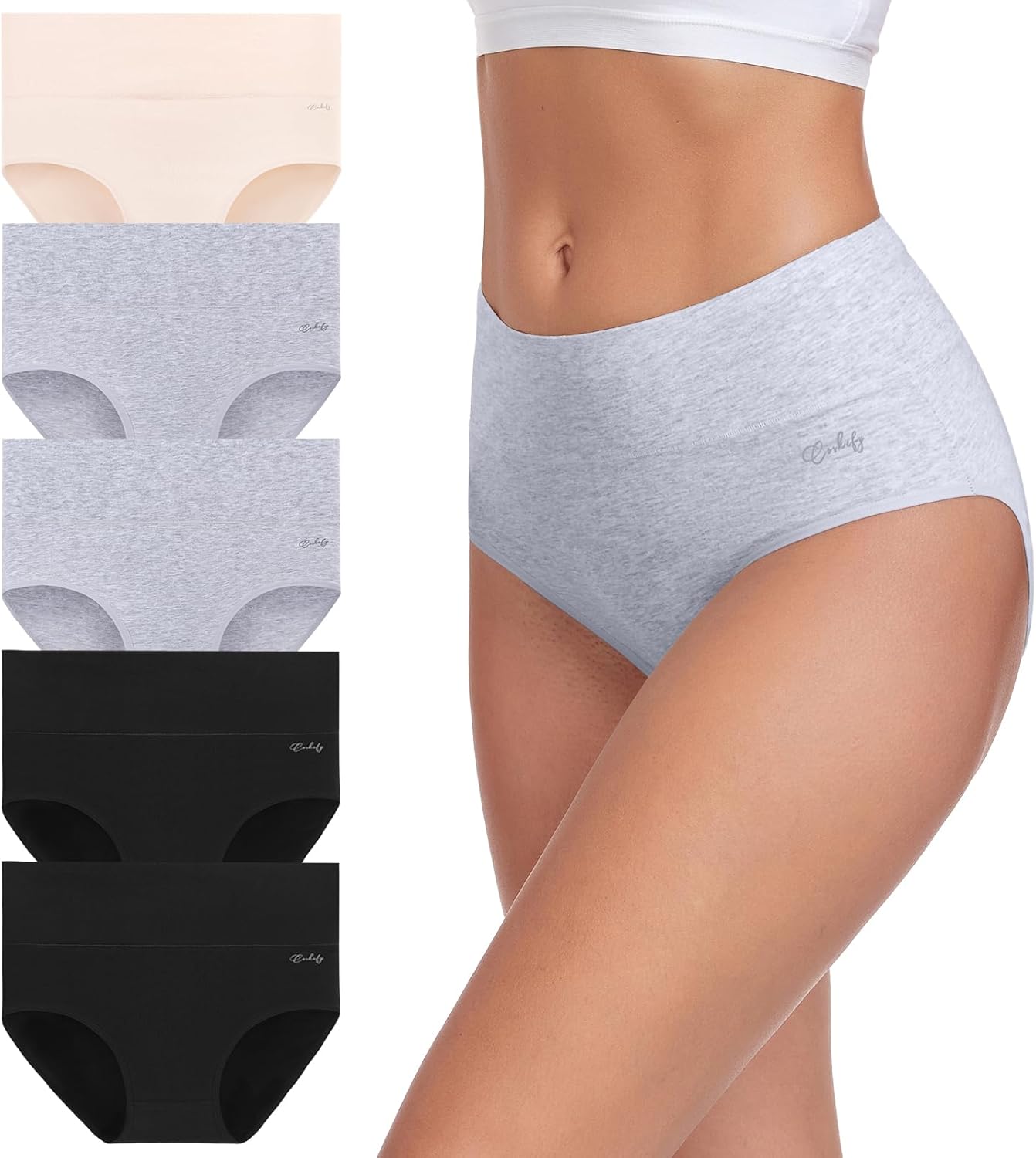 Detalle de coskefy Women's High Waisted Cotton Underwear 5 Pack