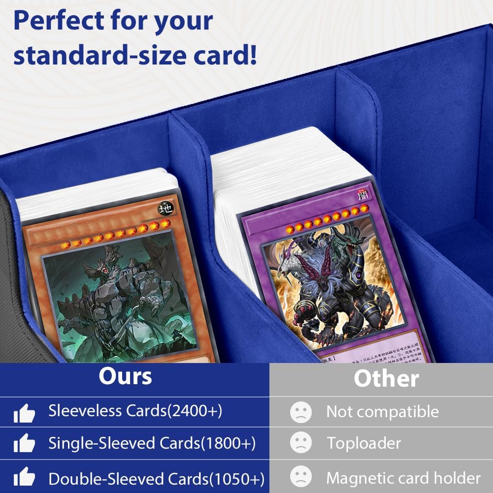 Detalle 2 de Aolso Deck Box – Rangement Carte 1800+ en cuir synthétique avec séparateurs (Noir/bleu)