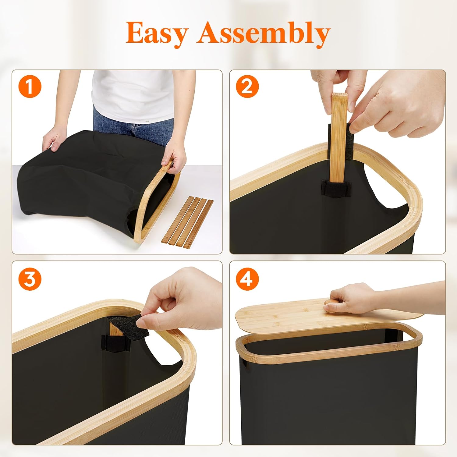 Thumbnail 5 de Lifewit 23225 Toilet Paper Storage Basket, 30L, Black with Bamboo Lid