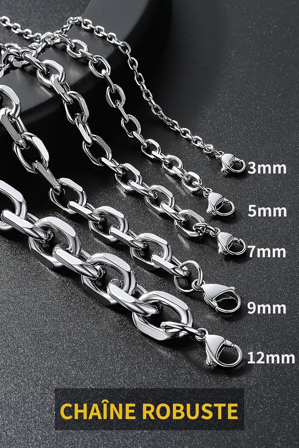 Thumbnail 6 de ChainsHouse - Collier en Acier Inoxydable Massif 316L, Chaine Homme/Femme, Longueurs 46–76 cm