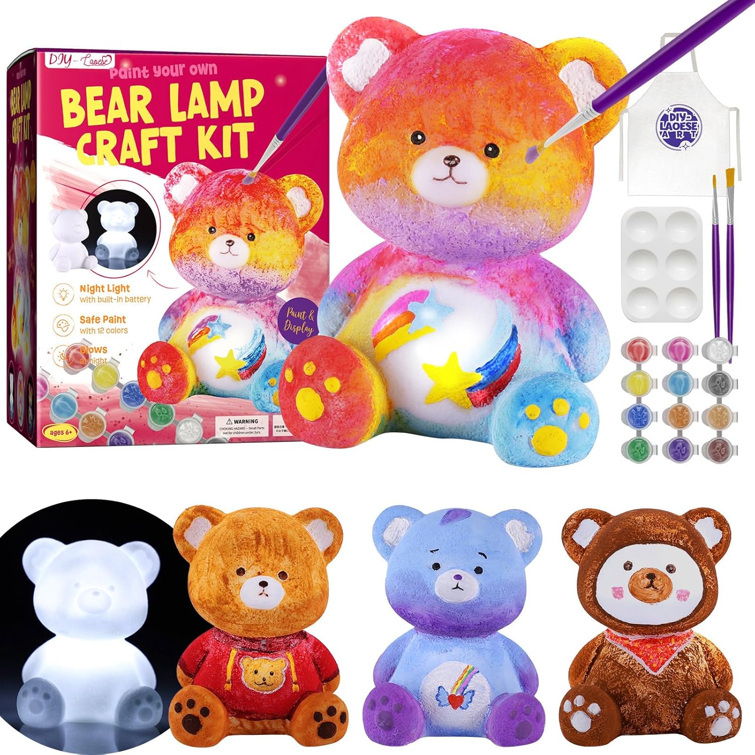 Thumbnail 6 de Kit de Peinture Lampe de Lapin Veilleuse 3D – Cadeau Créatif pour Enfants 6–14 ans