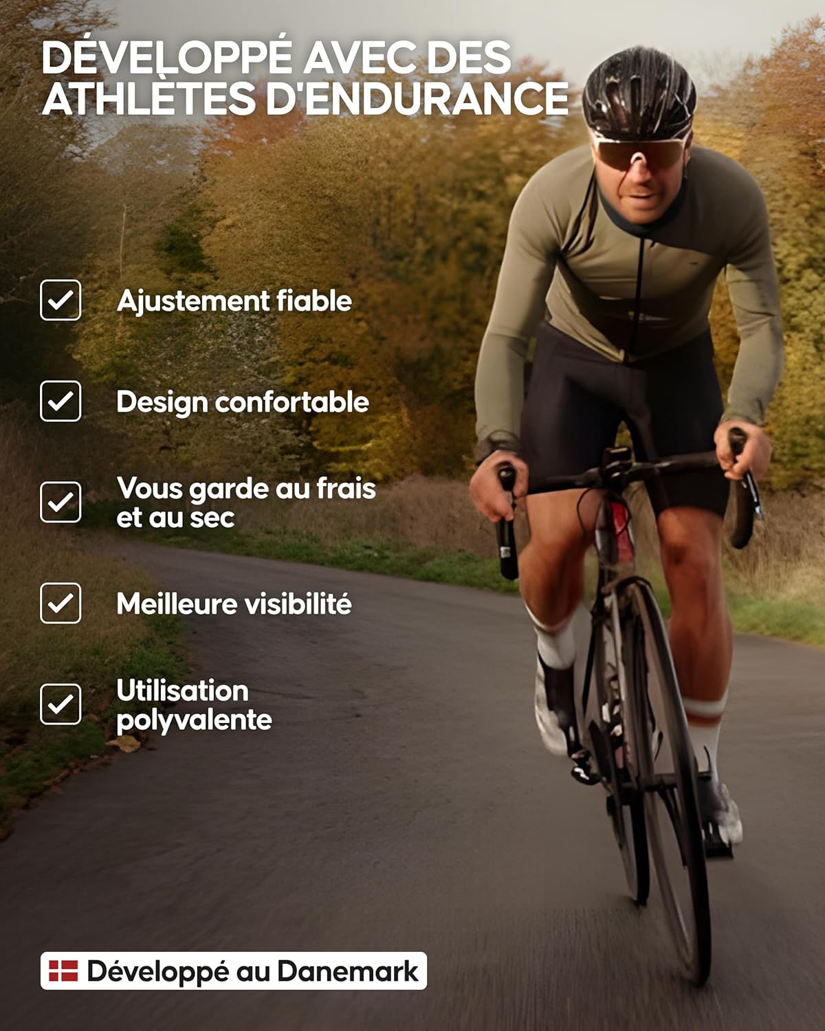 Detalle 1 de DANISH ENDURANCE Cuissard Vélo Homme – Rembourrage 3D, respirant et élastique